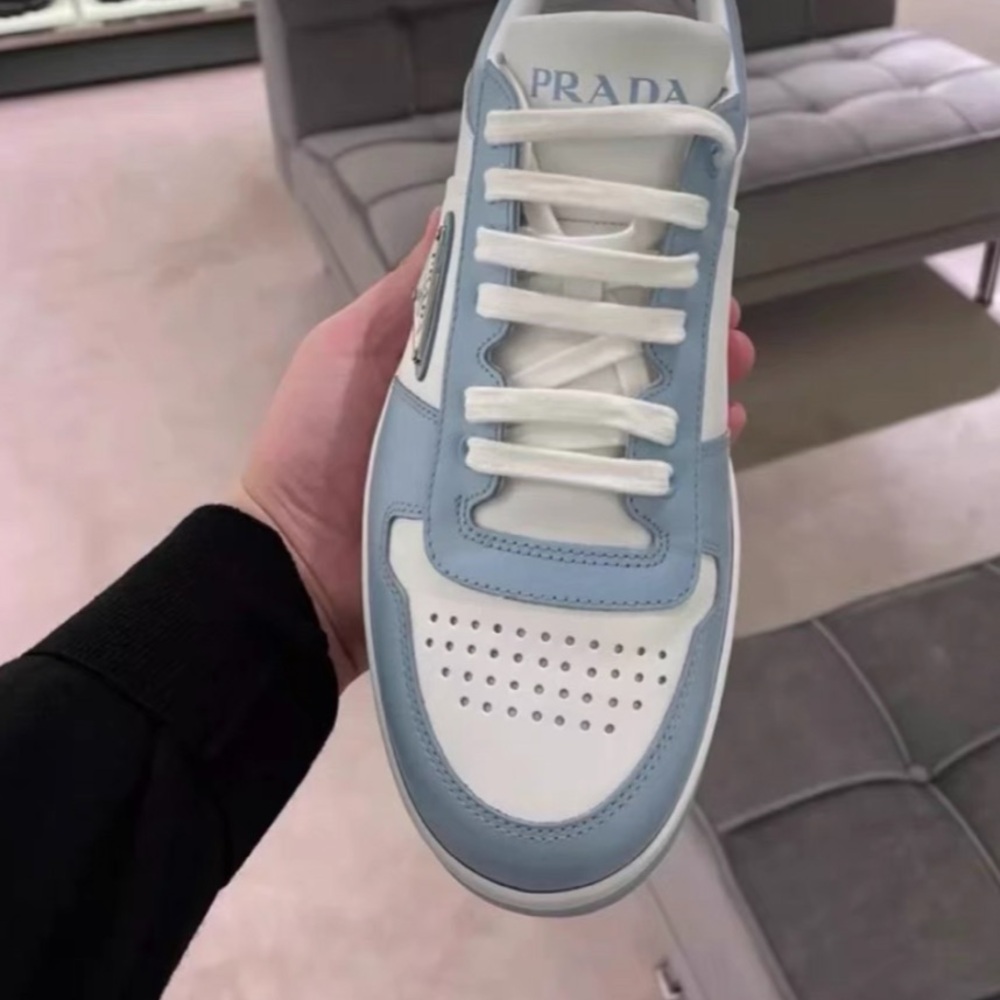Prada Men's Blue and White Sneakers - Picture 3 of 4